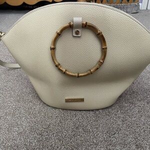 Katie Loxton Cream Leather Bag with Bamboo Accent